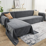CAPALOCA Sectional Couch Covers, 2 Pieces Chenille Sofa Cover L Shaped Couch Cover Blanket for Dogs Washable Sofa Slipcovers Pet Furniture Protector (X-Large: 71" x 110" + 71" x 118", Dark Gray) CAPALOCA