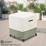LSongSKY Patio Wicker Side Table Cover,Waterproof Square Patio Small Side Table Cover,Suitable for 3-Piece Outdoor Wicker Patio Bistro Set Side Table,22W x 22D x 18H inch. LSongSKY