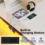 Gadroad Floating Bed Frame Queen Size with LED Lights & Charging Station, Platform Bed with Metal Slats Support, Heavy Duty Mattress Foundation/No Box Spring Needed/Noise Free/Easy Assembly (Queen) Gadroad