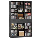 HOSTACK 75" Tall Book Shelf and Bookcase, 47" Wide Bookshelf with Drawers, Modern 9 Tier Bookcase with Storage, Large Wood Display Cabinet with Adjustable Shelves for Living Room, Home Office, Black HOSTACK