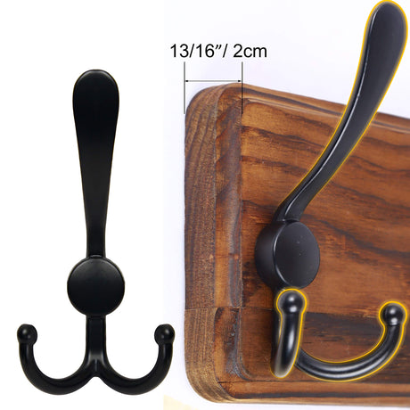 SKOLOO Rustic Wall Mounted Coat Rack: 16" Hole to Hole, Pine Real Wood Plank Wall Coat Rack with 5 Triple Hooks, Farmhouse Coat Hanger Wall Mount for Hanging Backpack Jacket Coat Hat SKOLOO