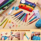 38 Pack Crochet Hooks Set, 13 Pcs 2mm(b)-10mm(n) Ergonomic Soft Grip Crochet Handles, Crochet Needle with Storage Case, for Arthritic Hands, Extra Long Knitting Needles Mayboos
