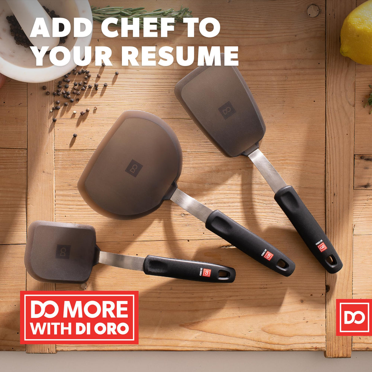 Silicone Turner Pancake Spatula - Nonstick Cookware Safe 600°F Heat-Resistant Flexible & Thin Cooking Flipper for Eggs - Reinforced Stainless Steel Core - BPA Free & Dishwasher Safe by DI ORO di Oro Living