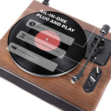 1 by ONE High Fidelity Belt Drive Turntable with Built-in Speakers, Vinyl Record Player with Magnetic Cartridge, Bluetooth Playback and Aux-in Functionality, Auto Off 1byone