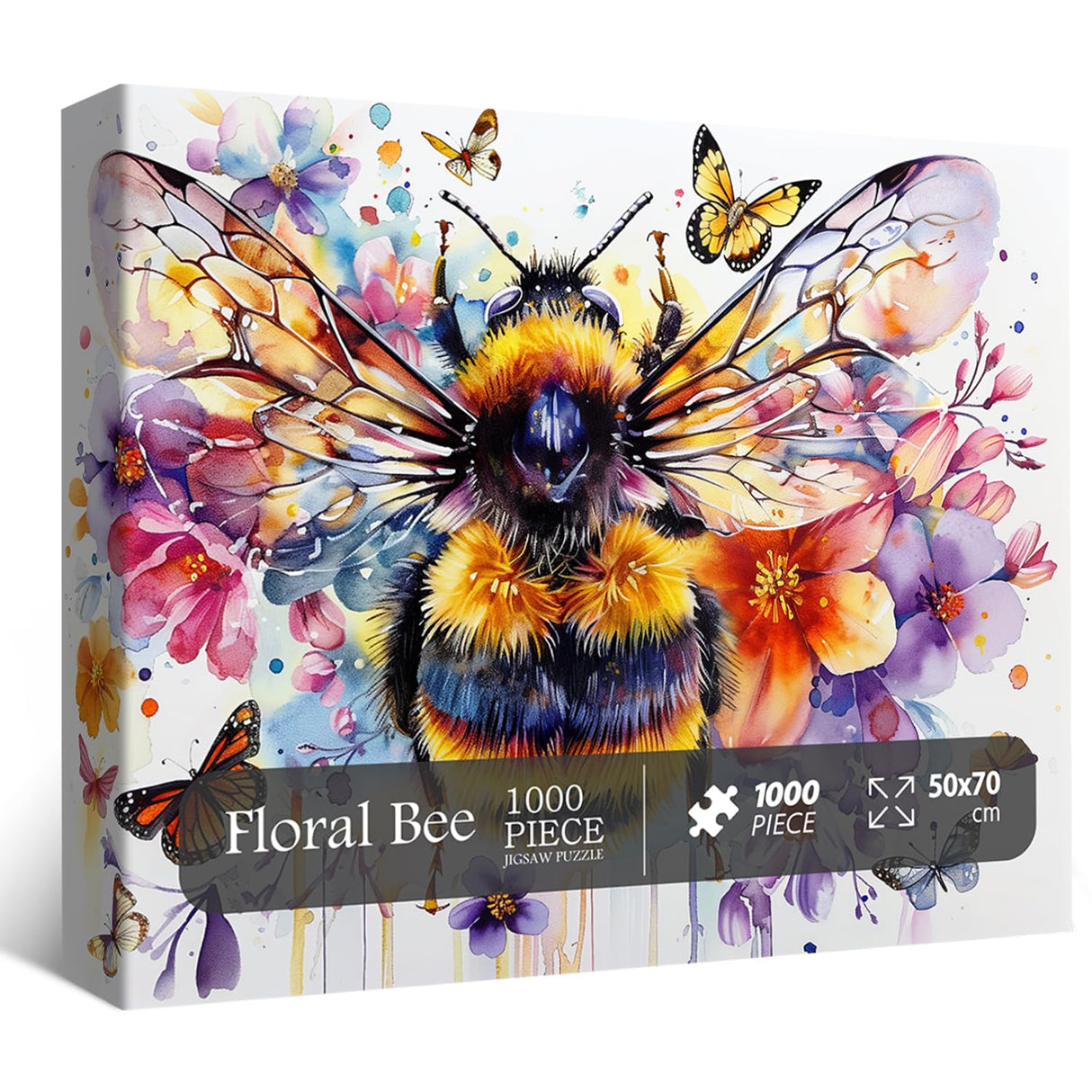 Flowers Bee Puzzles for Adults 1000 Pieces, Garden Bee Butterfly Jigsaw Puzzles, Nature Plant Impossible Animal Art Puzzle as Bee Home Decor PPuzzling