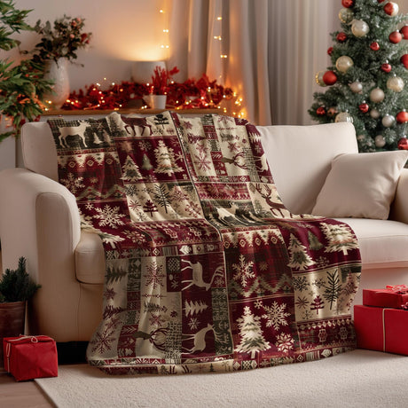 Horaldaily Christmas Flannel Blanket Throw, Christmas Red Reindeer Snow Soft Fuzzy Plush Cozy Fleece Blankets for Couch Sofa Bed Lounging, Ideal Gifts for Kids Adults Wife Self, 50x60 Horaldaily