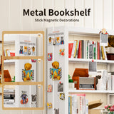 POKOKE 70.9" H Metal Bookshelf, Adjustable Bookcase, 5-Tier Heavy Duty Bookshelf with Bookend, Tall Bookshelves, Bookcase Shelf for Living Room, Office, Library,Classroom (White-37.4W) POKOKE