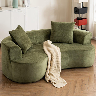80" Curved Loveseat for Small Spaces, Green Curved Couches for Living room, Compression Sofa in a Box with 2 Pillows, Small Couch for Bedroom with Wide Armrest & Memory Foam, No Assembly Required