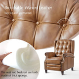 HULALA HOME Power Genuine Leather Recliner Chair with Charging, Rivet Decor Comfy Single Sofa, Solid Wood Legs, Tufted Home Theater Seating for Living Room, Camel HULALA HOME