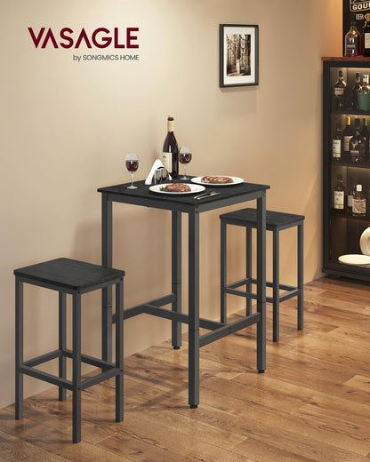 VASAGLE Compact High Top Bar Table - Stylish Ebony Black Cocktail Table for Small Spaces