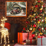 Christmas Diamond Painting Kits for Adults Beginners,DIY Winter Red Truck Diamond Art,5D Full Round Drill Diamond Dot Gem Art Kits, Home Wall Decor 16x12 Inch AREOPNMG