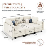 Dowiean Sectional Sleeper Sofa, 6 Seaters Modular Sleeper Sofa Couch, Comfy Sectionals Couches Bed, Convertible Sofas with Ottomans, Modular Sectional Couches for Living Room, Beige Dowiean