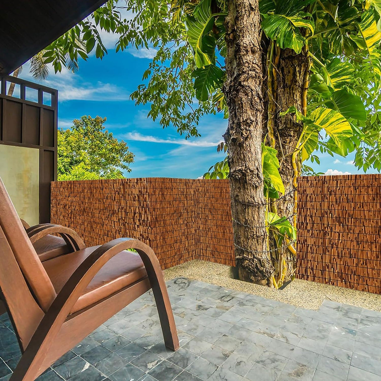 Natural Reed Fencing,Decorative Bamboo Fencing 2ft 3ft 4ft 5ft 6ft High Roll Reed Screen Curtain Balcony Reed Fence Roll for Outdoor Backyard Patio, Decorative Fence,Privacy Screen(91x305cm(3x10ft)) ZMNXAS