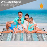 GAOMON Outdoor Rug 9'x12' Waterproof Rug for Patio Decor, Foldable Reversible Plastic Straw Area Rugs Mat for Camper, Outside Carpet for Deck, Porch, Picnic, Beach, Blue/Grey(Bohemia) GAOMON