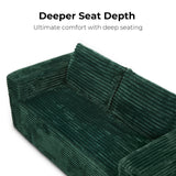 LIKIMIO 71" Loveseat Sofa in a Box - Plush Corduroy Deep Seat Couch, No Assembly Required, Space-Saving Design for Compact Living Room, Apartment, Home Office, Green LIKIMIO