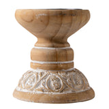 SOFE Farmhouse Wood Candle Holder, Handmade Pillar Candle Holders Brown Rustic Candle Stand Decorative, Candle Pedestal for Coffee Table, Living Room, Room Decor Aesthetic SOFE