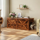 Herture Double Cat Litter Box Enclosure, Hidden Litter Box Cabinet Furniture, Modern Litter Box Storage, Enclosed Cat Litter Box Furniture, Easy to Clean Rustic Brown PG06MWN Herture