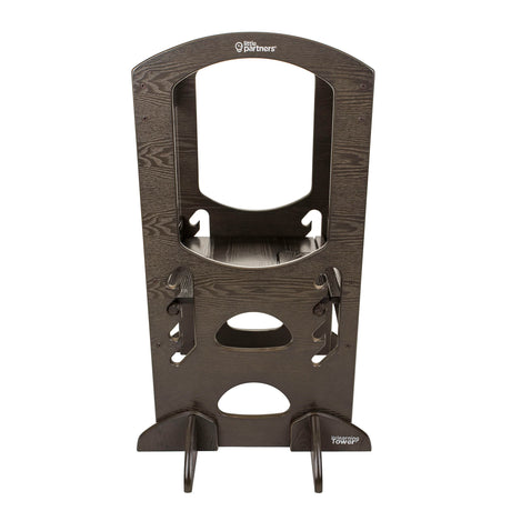 Little Partners Chef Series Learning Tower Toddler Tower – Kitchen Stool Adjustable Height Standing Tower Helper, Wooden Frame Counter Step-Up (Grey) Little Partners