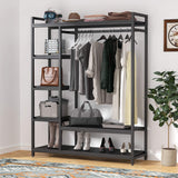 Tribesigns Free-standing Closet Organizer with 6 Storage Shelves and Hanging Bar, Large Standing Clothes Garment Rack（Black） Tribesigns