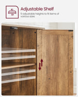 VASAGLE Buffet Storage Cabinet, 15.7" D x 59" W x 31.5" H Credenza Sideboard Table, Kitchen Cupboard with Adjustable Shelves for Living Room, Dining Room, Entryway, Rustic Walnut ULSC381T41 VASAGLE