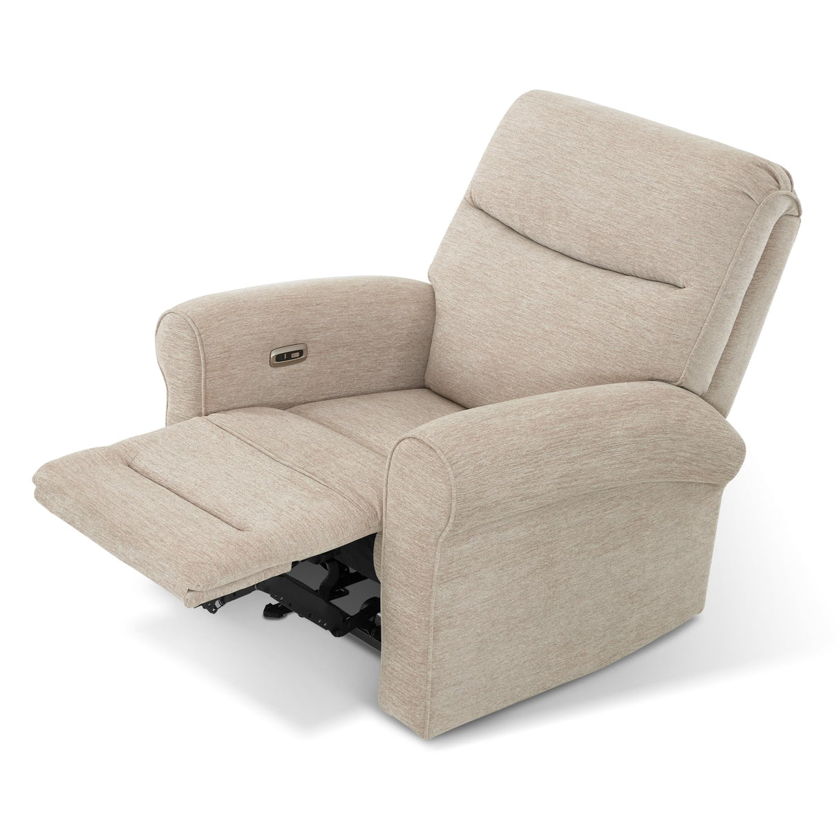 MCombo Power Wall Hugger Recliner Chair for Small Space RV Living Room, USB & USB-C Charging Ports, Modern Rolled Arm Recliner, Fabric PR630 (Beige) MCombo