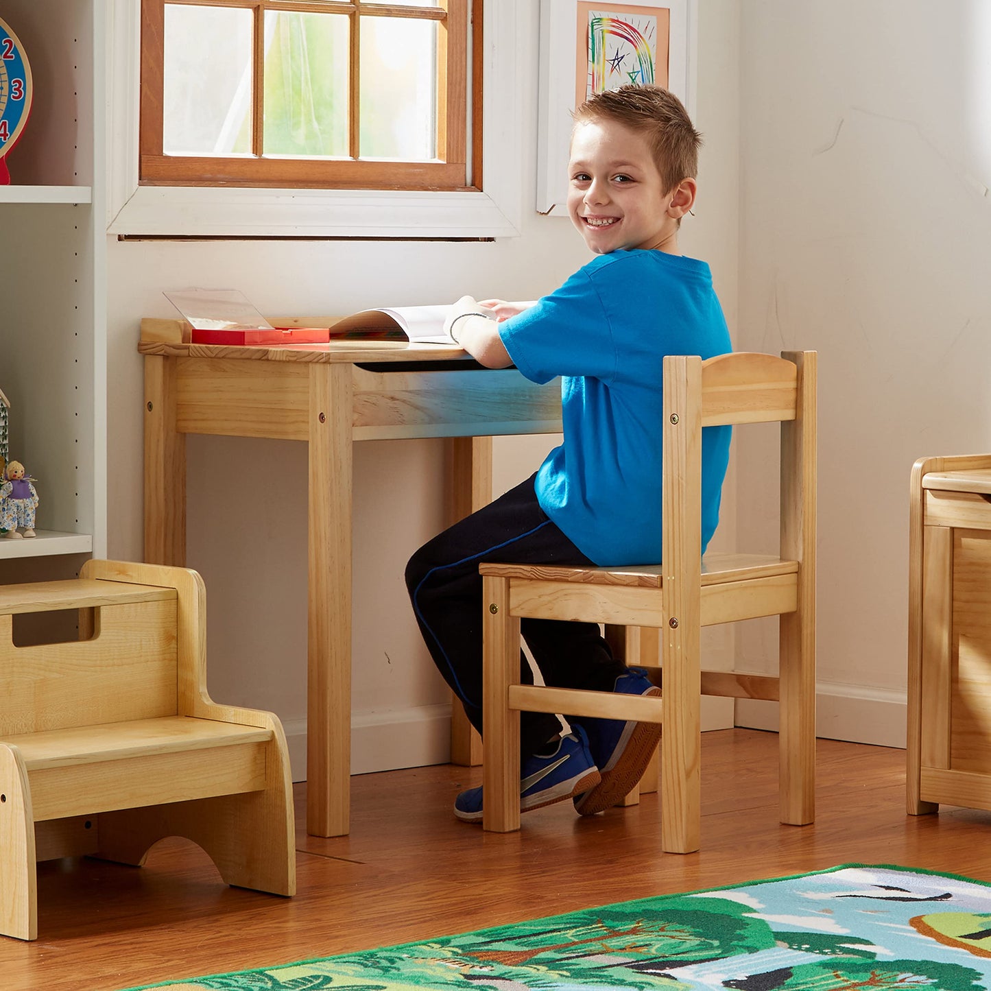 Melissa & Doug Wooden Lift-Top Desk & Chair - Honey - WoodArtSupply