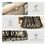 Outsunny 39" Outdoor Papasan Chair with Side Tray, 360° Swivel Overstuffed Circle Chair with Thickened Cushion, Wicker Lounger with Steel Frame for Indoor, Patio, Beige Outsunny