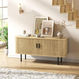 FiveWillowise 47" Natural Fluted TV Stand for TVs up to 60 Inch, Gaming Entertainment Center with Tambour Slatted Sliding Doors and Storage Cabinet, Media TV Consoles Table for Living Room, Office FiveWillowise