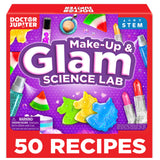 Doctor Jupiter Glam DIY Craft, Make-Up Kit for Girls Ages 6-8-12 | Lip Gloss, Bath Bomb, Perfume Making Kit with 50 Beauty Science Experiments | Birthday Gift Ideas for 6-7-8-9+ Year Old Girls Doctor Jupiter
