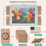 DIKASHI 1500 Pieces Tilting & Rotating Puzzle Board, 34.25" × 25.2", Portable Jigsaw Puzzle Table for Adults with 4 Drawers & Protective Cover, Ideal Gift for Mum DIKASHI