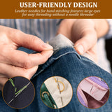 50 PCS Large Eye Embroidery Needles, 5 Sizes, Stainless Steel Yarn Knitting Needles for Hand Sewing (Pointed) KATIZO