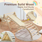 Pikler Triangle Set, Foldable Climbing Play Gym with Arch, Ramp, and Climbing Triangle, Wodden Toddler Climbing Toys Indoor, Montessori Learning Toy for Kids 2-12 Years OLLIKIVI