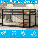 Anwick Twin Over Twin Low Bunk Bed with Stairs and Rails, Wooden Bunk Beds Frame with Safety Guardrail and Slats for Toddlers, Kids, Teens, Boys, Girls, Noise-Free (Espresso, Loft) Anwick