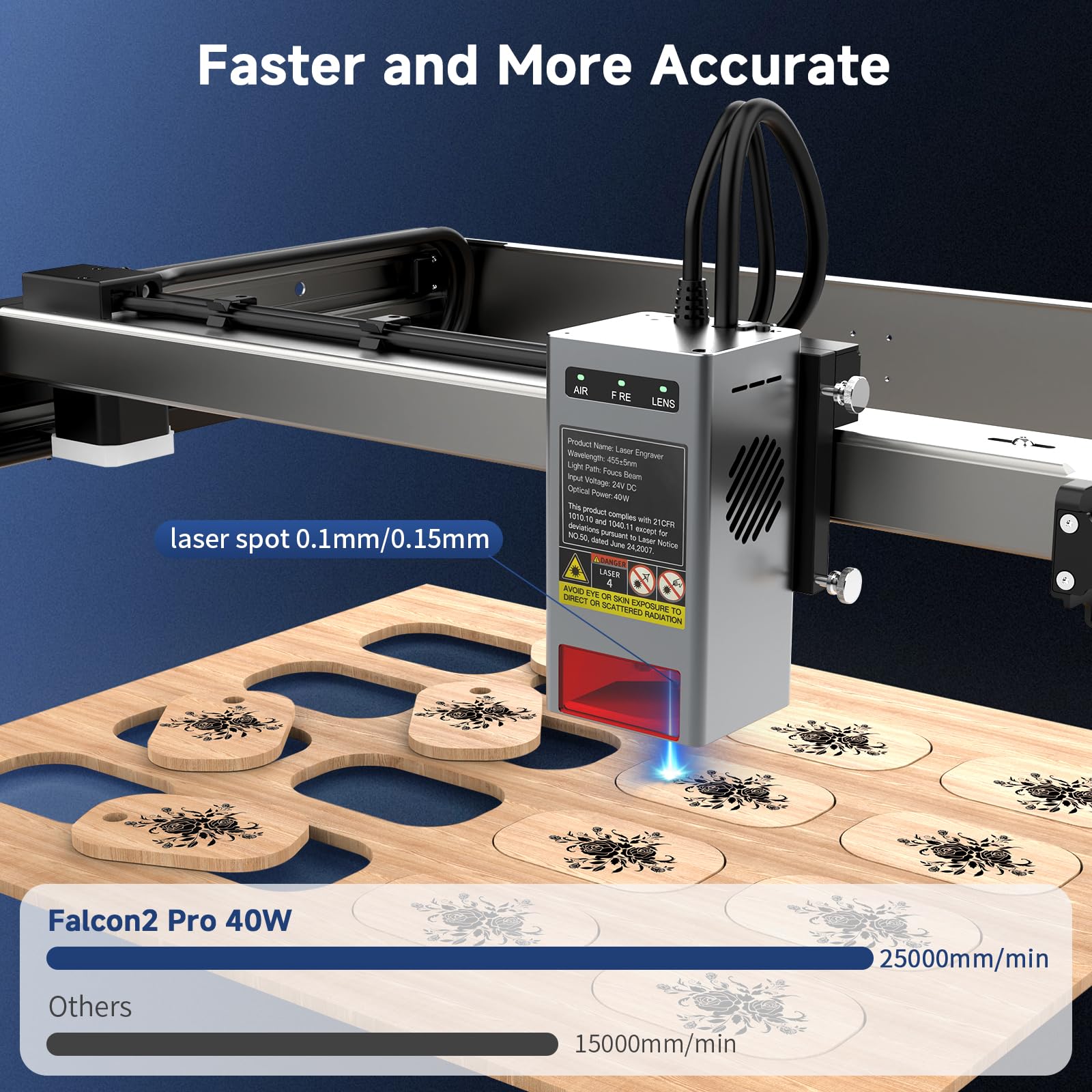 Creality Laser Engraver Enclosed, Falcon2 Pro 40W Output Laser Cutter with 1.6W Laser Module, 25000mm/min Speed Laser Cutter Machine with Air Assist, Auto Fan, Camera Positioning for Wood and - WoodArtSupply