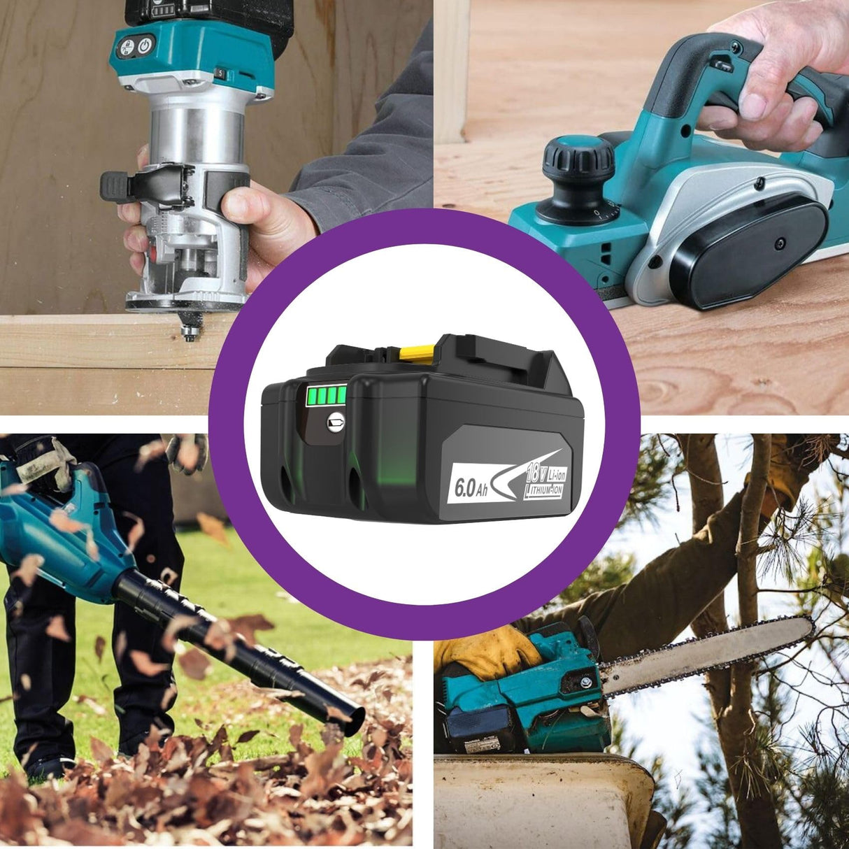 2Packs Upgraded 6.0Ah 18V BL1860B with LED Replacement Lithium-ion Battery and Charger Combo Set, Compatible with Makita 18 Volt Battery and Makita 18V Lithium-Ion Cordless Power Tools AmpoStaort