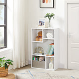 VECELO 5 Cube Modern Bookcases, 3 Tier Bookshelves, 31 Inch High Cubby Storage Organizer, Shelf Hight Up to 12.8 Inches Suit for Most Books, Vertical or Horizontal Use Available,Pearl White VECELO