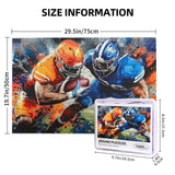 American Football Jigsaw Puzzle for Adults 1000 Pieces Colorful Sports Puzzles Football Player Wooden Puzzle for Living Room Family Friends Activities Fun Games Musealia
