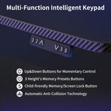 FEZIBO 63" Triple Motor L Shaped Standing Desk with LED Strip & Power Outlets, Height Adjustable Stand up Corner Gaming Desk with Ergonomic Monitor Stand, Black Carbon Fiber Top/Black Frame FEZIBO