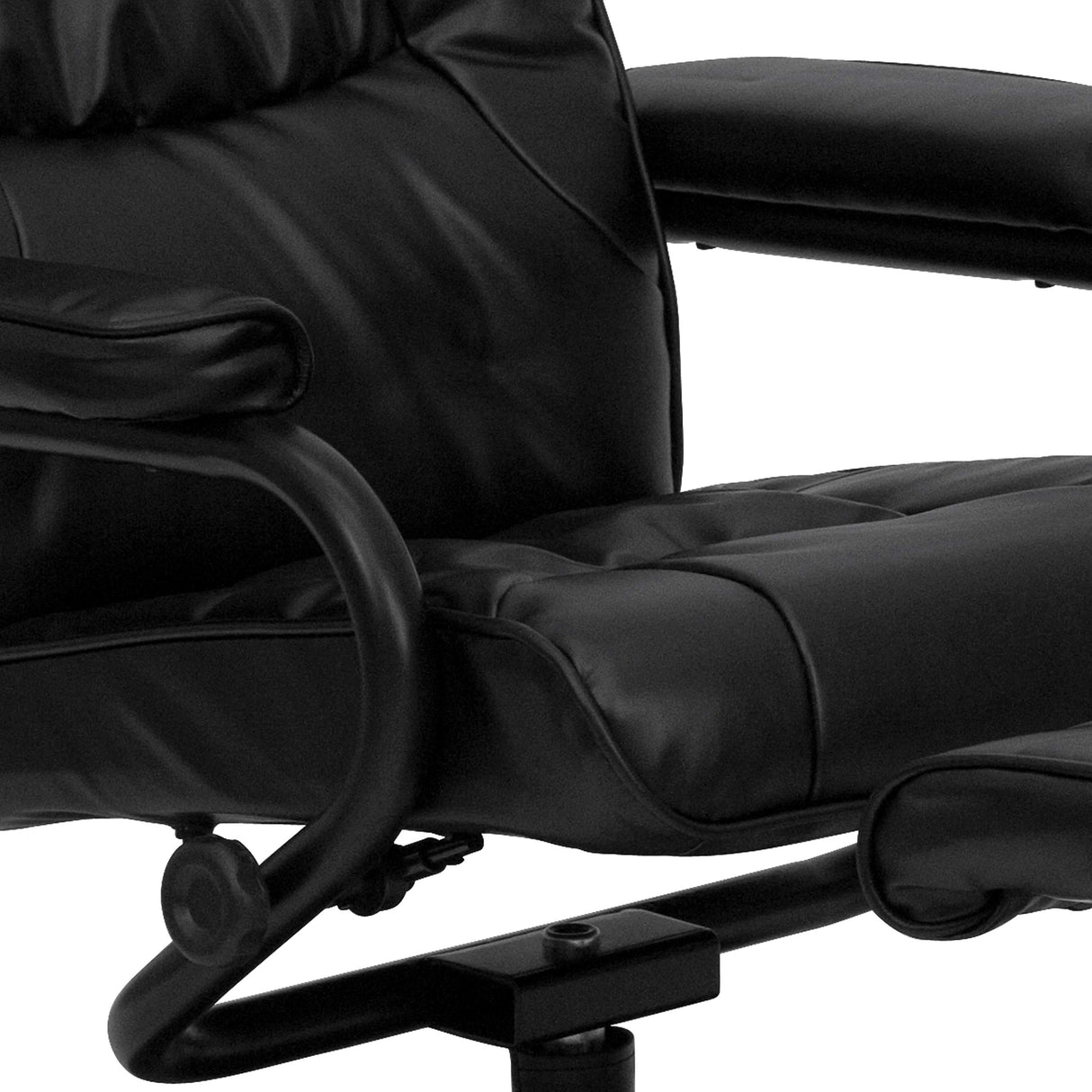 Flash Furniture Rachel Contemporary Multi-Position LeatherSoft Recliner Chair with Ottoman, 360-Degree Swivel Recliner Chair and Ottoman Set, Black Flash Furniture