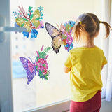 Qilery 12 Pcs Large Butterfly Diamond Painting Giant Butterfly Stained Glass Window Clings Painting Kits Stained Glass Diamond Painting Kit DIY Art Accessories for Adult Home Decor Qilery