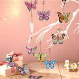 BBTO 12 Pcs Butterfly Diamond Painting Keychains Kit DIY 5D Diamond Art Key Rings Hanging Butterfly Diamond Painting Ornaments Butterflies Diamond Pendants for Spring Summer Beginner Adult Craft BBTO