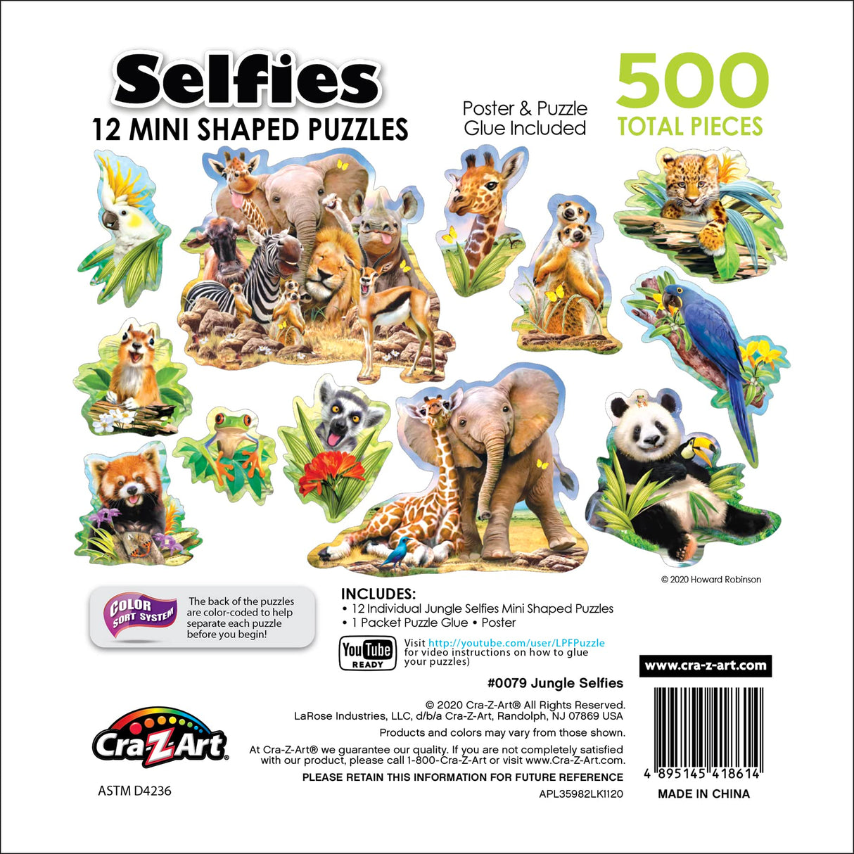 RoseArt - Mini-Shaped - Jungle Selfies - 500 Piece Jigsaw Puzzle for Adults RoseArt