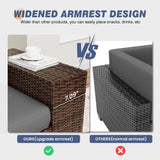 Amopatio 8 Inch Armrest Outdoor Sectional, 6 Piece Patio Furniture Set Sectional Sofa with Coffee Table for Garden Backyard, 4'' Thickened Cushion Amopatio