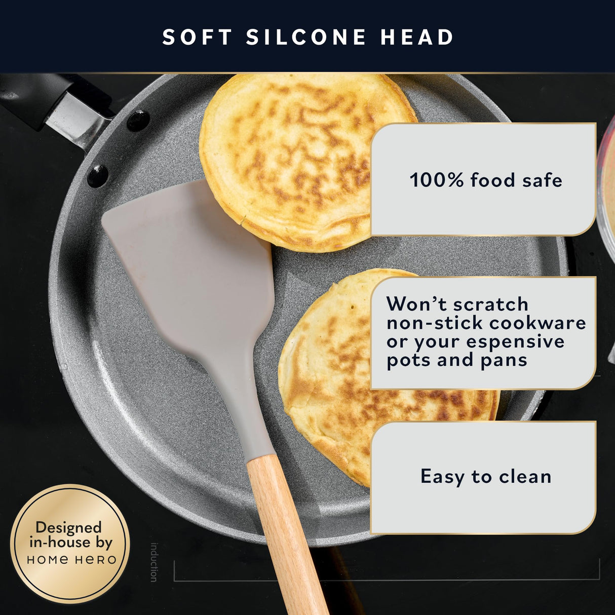 Home Hero 33 Pcs Kitchen Cooking Utensils Set, Non-Stick Silicone Cooking Kitchen Utensils Spatula Set with Holder, Wooden Handle Silicone Kitchen Gadgets Utensil Set (33 Pcs - Khaki) Home Hero