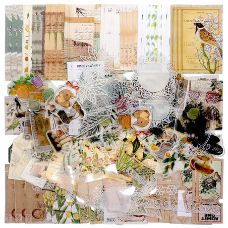 Teniinet 260 PCS Vintage Scrapbooking Supplies Aesthetic Journaling Kit,Large Collection for Bullet Junk Journals,Arts Craft Collage,Ephemera Adults,Beginners,Girls Teenage School Style(Natural) Teniinet