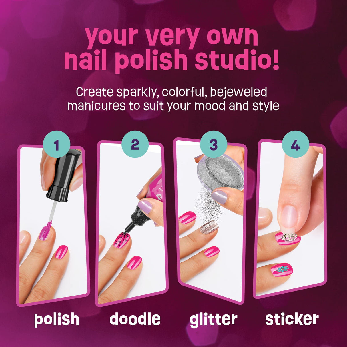 Nail Art Studio for Girls - Birthday Gift - Nail Polish Kit for Kids Ages 7-12 Years Old - Girl Gifts Ideas - Gift Set - Girly Stuff - Polish, Pens, Glitter, Stickers, Gems, Filer - 8 9 10 11 12 Year Pretty Me