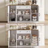 Buffet Cabinet with Storage, 55" Large Sideboard Storage Cabinet with Drawer, 4 Doors and Shelves, Modern Farmhouse Coffee Bar Table Kitchen Island Credenza for Kitchen, Entryway, Dining, Living Room Vividwood