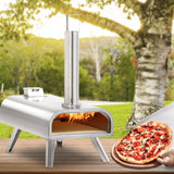BIG HORN OUTDOORS 16 Inch Wood Pellet Burning Pizza Oven Pellet Pizza Stove, Portable Stainless Steel Pizza Oven with Pizza Stone for Outdoor Backyard Pizza Maker Garden Kitchen BIG HORN OUTDOORS