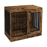 yookare Rustic Brown Heavy Duty Furniture Dog Crate, Wood and Metal Kennel Cage, Pet House End Table with Drawer and Pull-Out Design, Dog Home for Indoor use, Large Size yookare