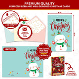 Decorably 24 Pack Foiled & Glittery 6x4in Box of Christmas Cards with Envelopes and Stickers, 24 Festive Designs Boxed Christmas Cards with Envelopes with Printed Message Inside Decorably